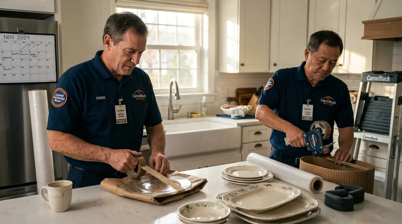 Professional crew packing kitchen dishware in Hyden, KY